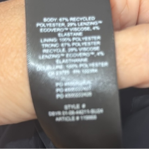 Babaton Navy Blue Pinstripe Midi Bond Dress Pockets Size 12 - Picture 5 of 5